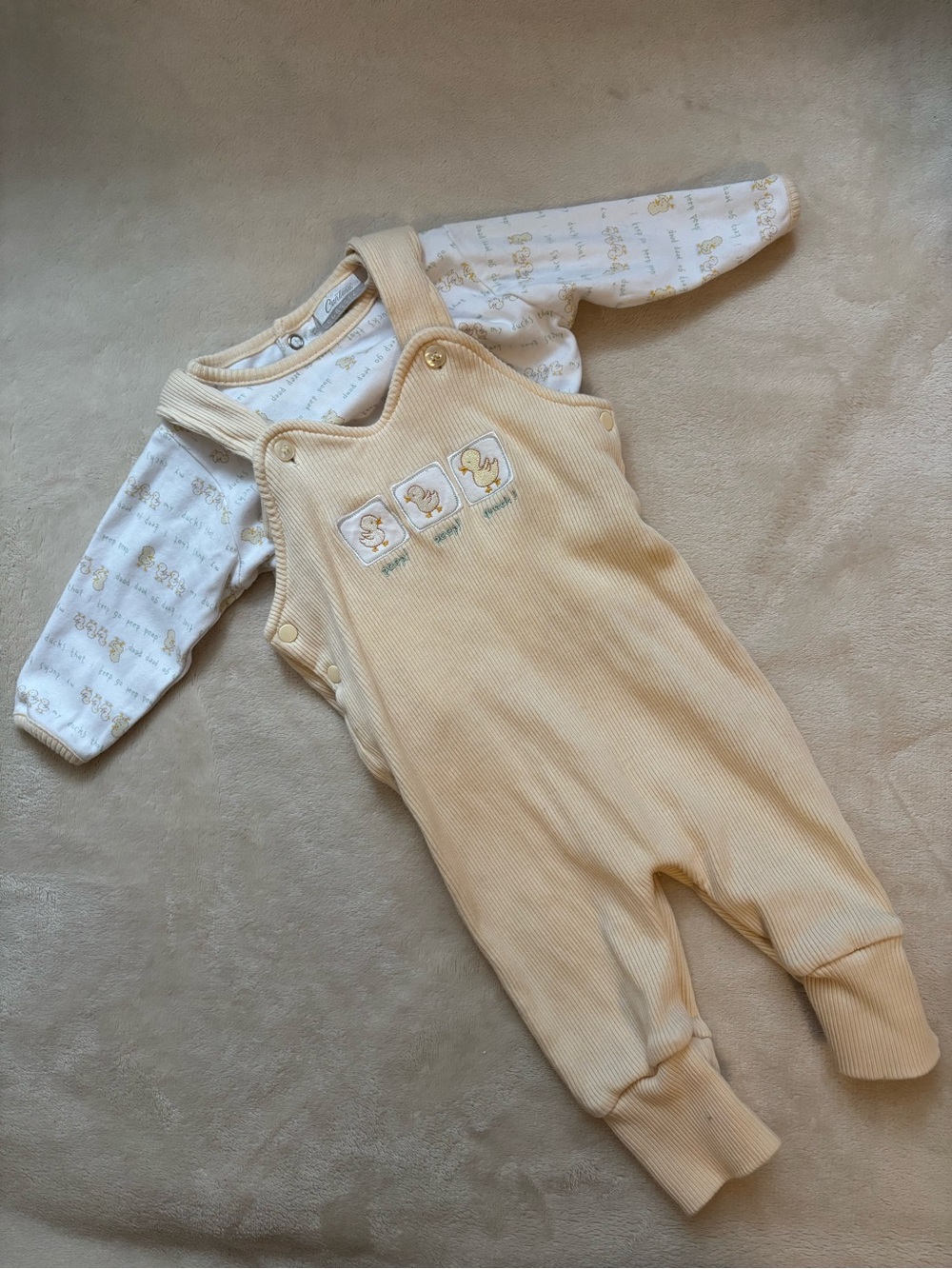 Vintage Carter's Little Duckie Corduroy Romper & Shirt Set 2PC 3-6 month classic